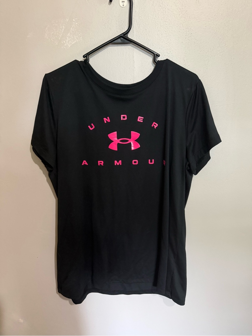 Under Armour Black Short-Sleeve Tee with Hot Pink Logo